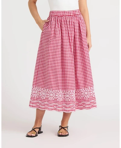 Ellen Tracy Women's Pull-On Maxi Skirt with Eyelet Hem