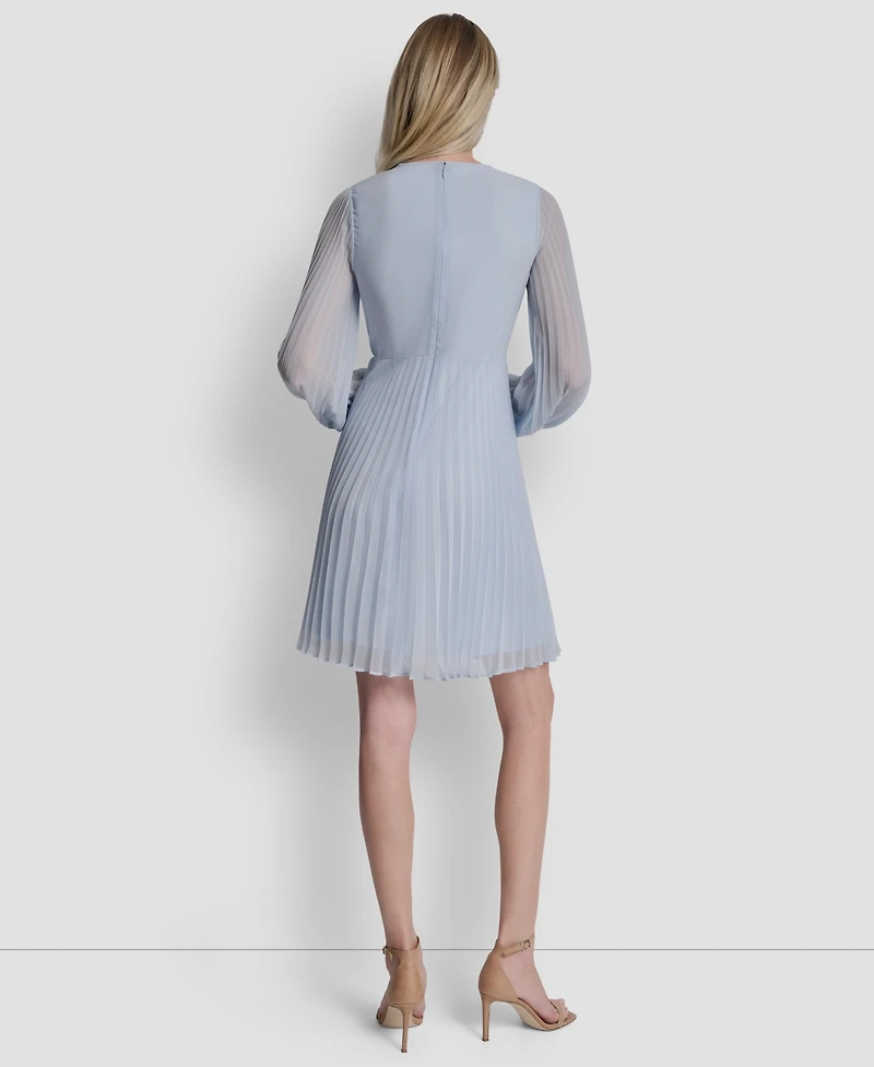 Dkny Women's Long Balloon-Sleeve Crewneck Short Dress