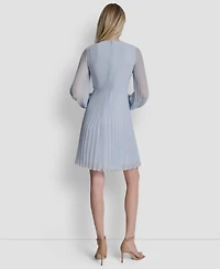 Dkny Women's Long Balloon-Sleeve Crewneck Short Dress