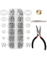 Gnuadz 1200pcs Jump Rings Necklace Repair Kit Tools Pliers Tweezers Lobster Clasps Crafts Key Chains