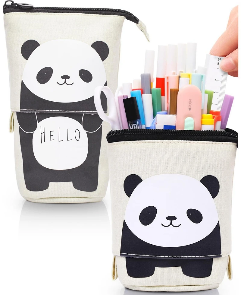 Gnuadz Standing Pencil Case Cute Stand Up Pouch Telescopic Pen Holder School Office Supplies