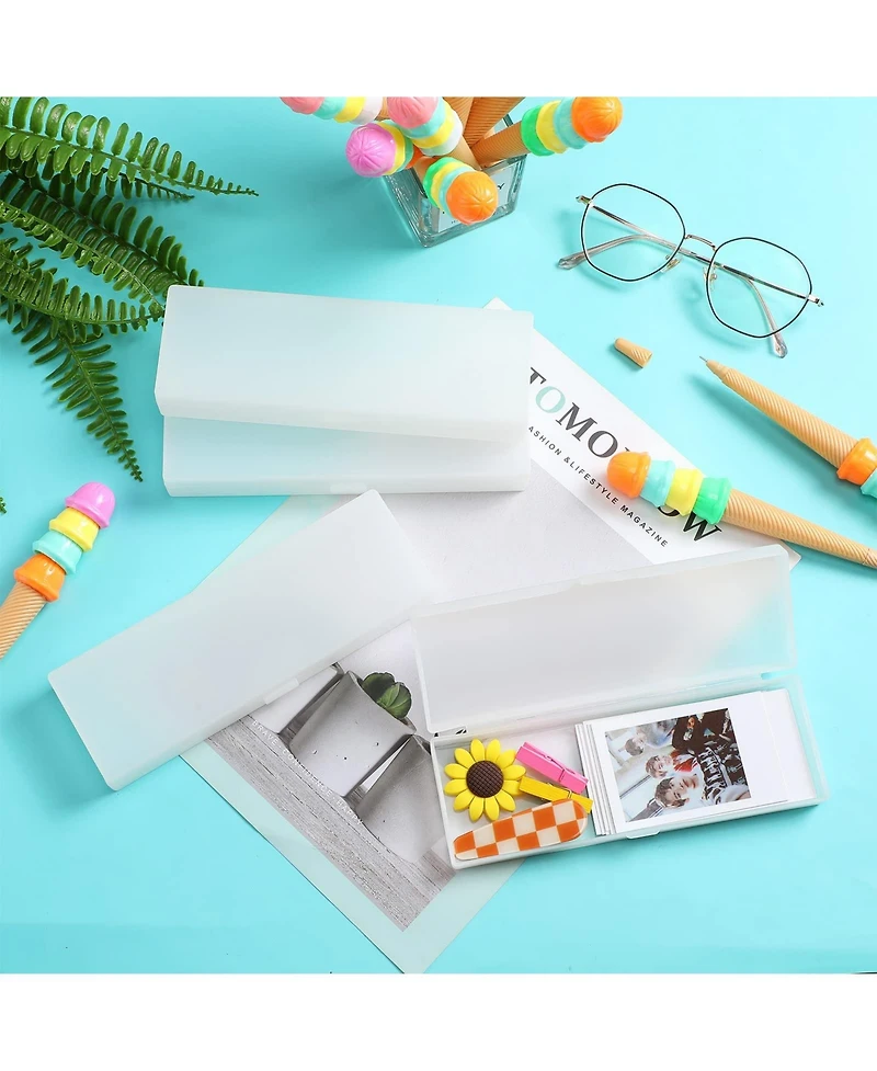 Gnuadz 30 pack Plastic Pencil Case Hinged Lid Stackable Pen Storage School Office