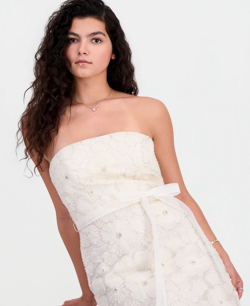 Sam Edelman Women's Beaded Floral Strapless Midi Dress