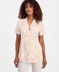 Jm Collection Women's Printed Short-Sleeve V-Neck Knit Top, Macy's Exclusive