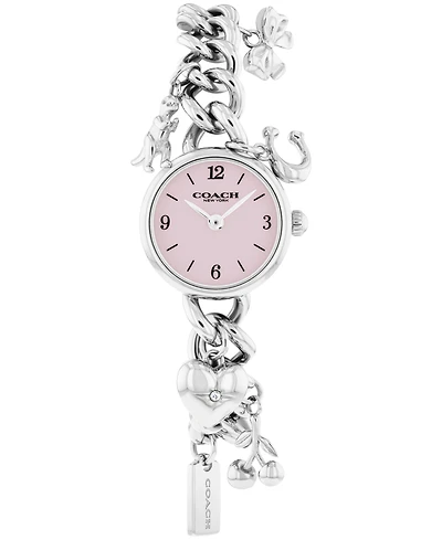 Coach Women's Iris Silver Tone Stainless Steel Charm Bracelet Watch, 22.5mm