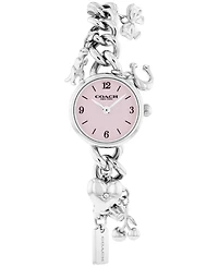 Coach Women's Iris Silver Tone Stainless Steel Charm Bracelet Watch, 22.5mm