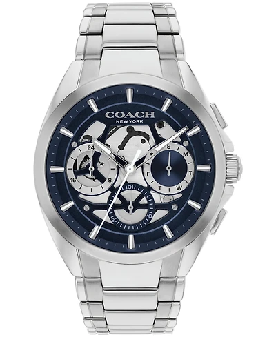 Coach Men's Jackson Silver Tone Stainless Steel Bracelet Watch, 41.5mm