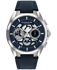 Coach Men's Jackson Navy Leather Strap Watch, 41.5mm