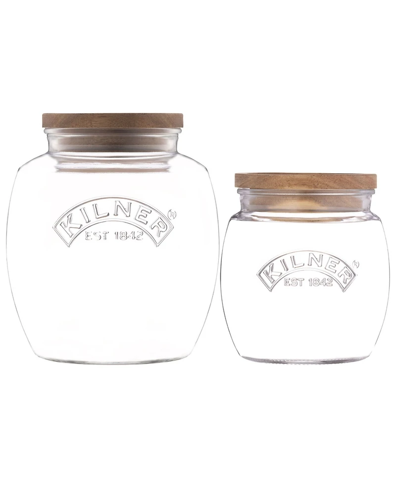 Kilner Storage Jars with Wooden Lid, Set of 2