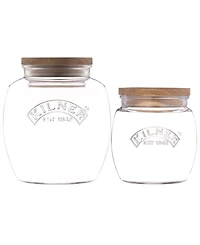 Kilner Storage Jars with Wooden Lid, Set of 2