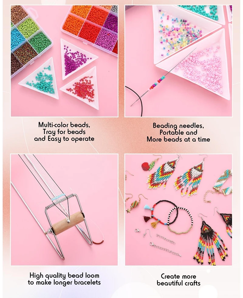 Gnuadz 24000 Bead Loom Kit Adults Glass Seed Beads Bracelet Earring Diy Craft Gift 48 colors