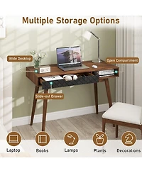 Slickblue Modern Desk Mid Century Style with Drawer and Open Shelf