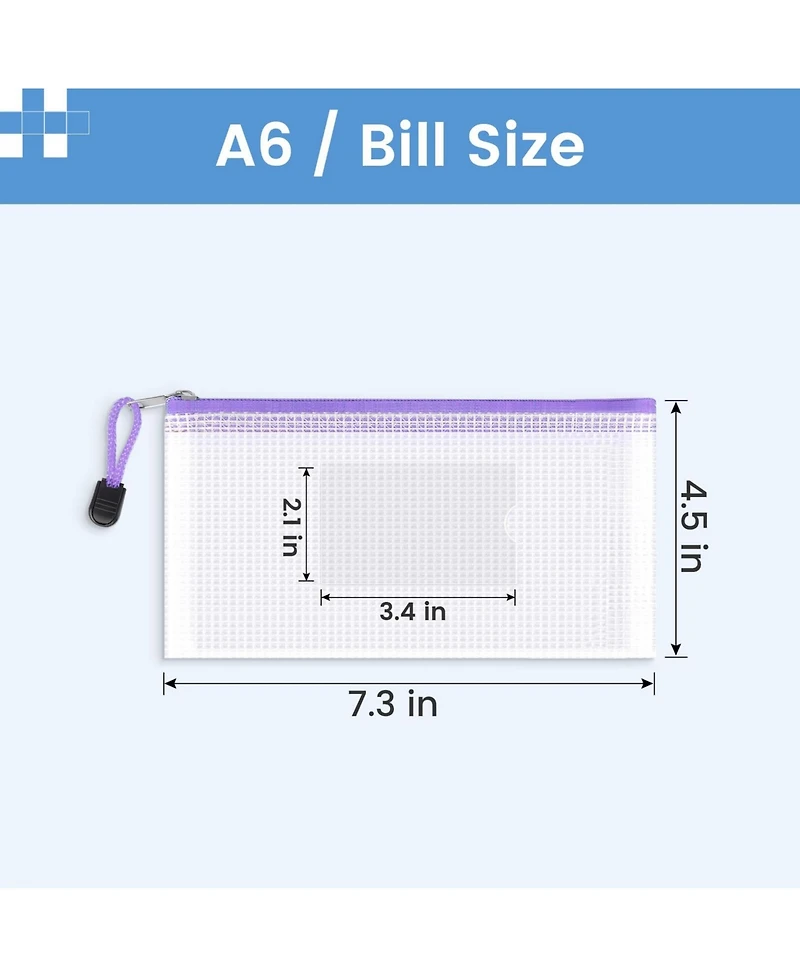 Gnuadz 24pcs Mesh Zipper Pouch Bags Label Pocket Small Pencil Case Clear Plastic School Supplies Storage Money Envelopes