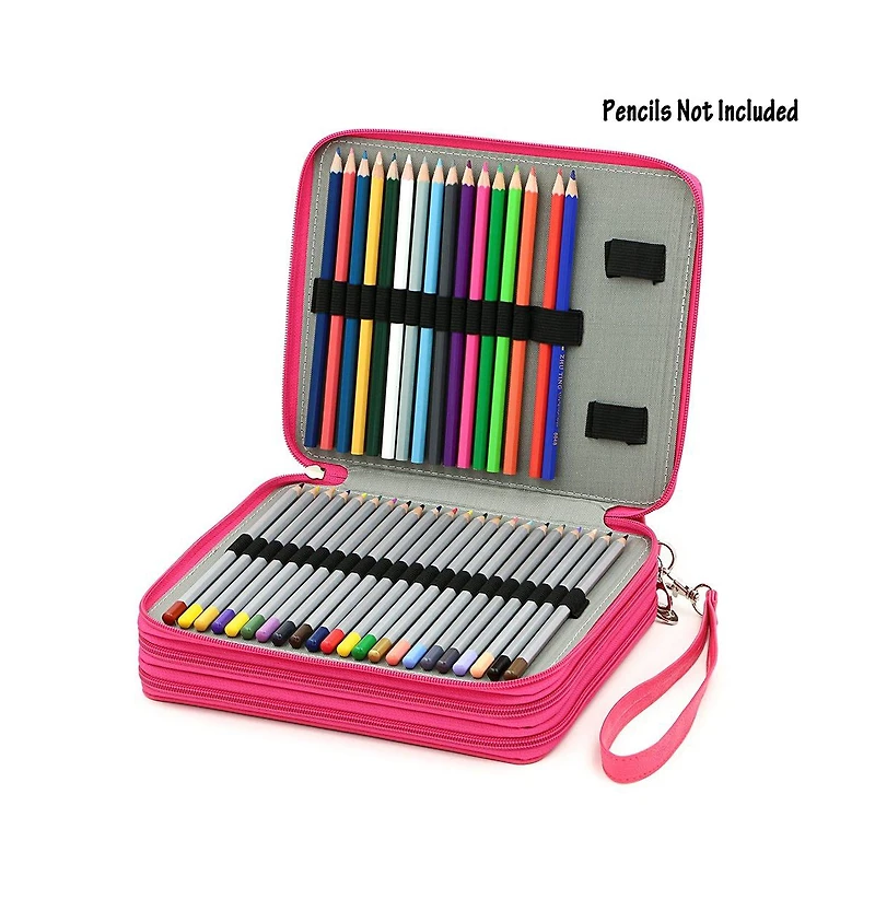 Gnuadz Pu Leather Pencil Case 120 Slot Holder Handle Strap Box