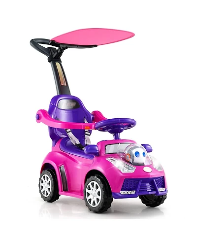 Slickblue 3-in-1 Toddler Ride-On Push Car with Seat Belt and Canopy