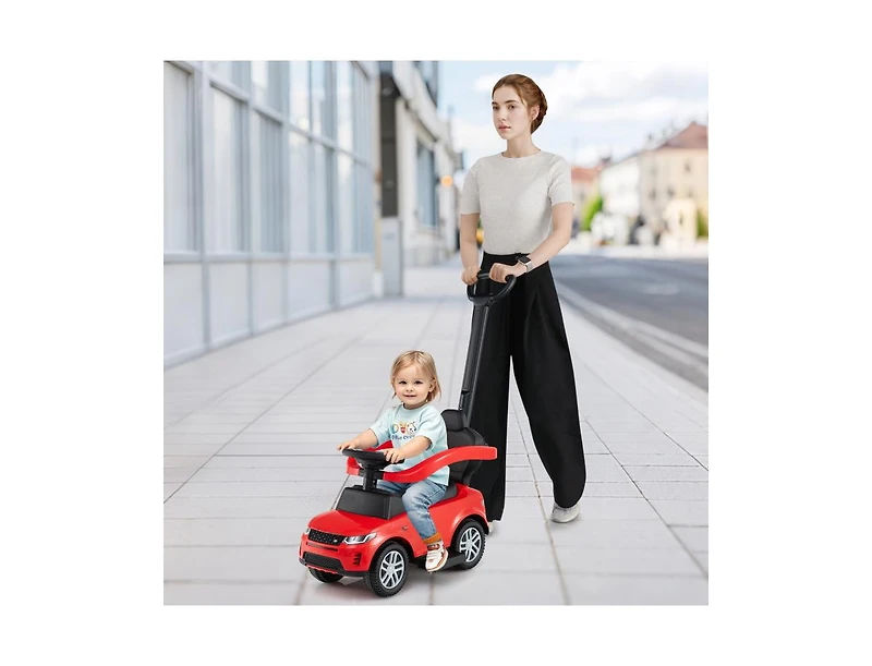 Slickblue Kids 3-in-1 Push Car with Removable Handle and Safety Guardrail