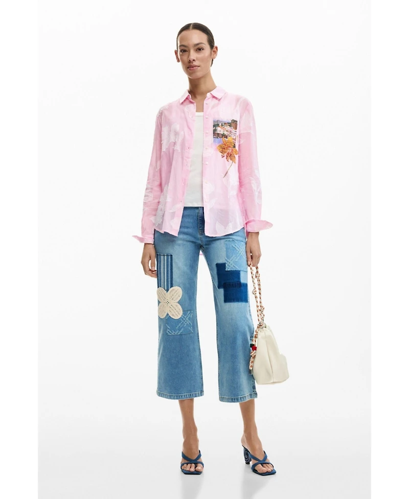 Desigual Women's Ruched zipper T-shirt