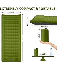 Gnuadz Camping Sleeping Pad Thick Mat Pillow Foot Pump Inflatable Outdoor Recreation Gear
