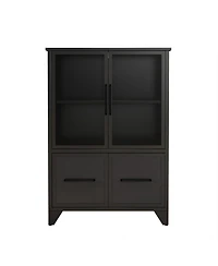 Rainsken Metal Storage Cabinet, Modern Sideboard Buffet Cabinet with 4 Iron Doors and Adjustable Shelf for Living Room and Kitchen