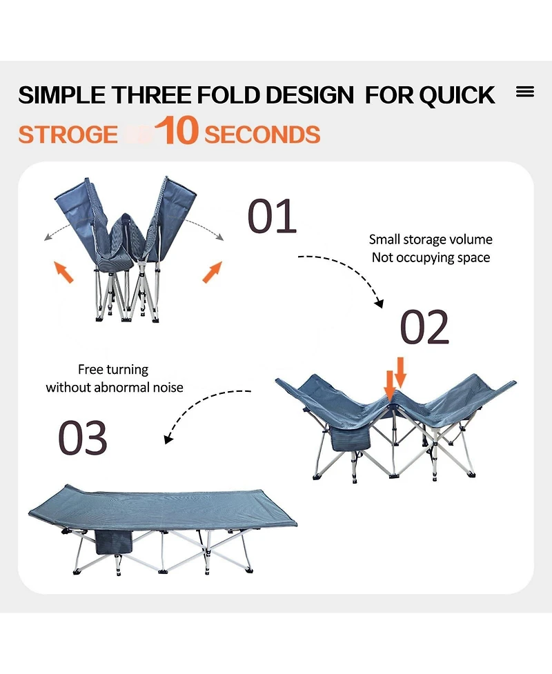 Gnuadz Camping Cot Folding Heavy Duty Guest Bed Outdoor Nap Camping Outdoor Recreation Gear