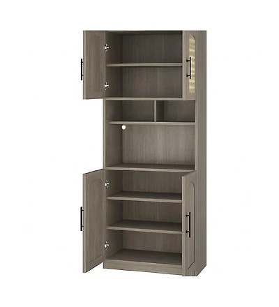 gaomon Pantry Cabinet with Countertop and Led Light Strip