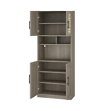 gaomon Pantry Cabinet with Countertop and Led Light Strip