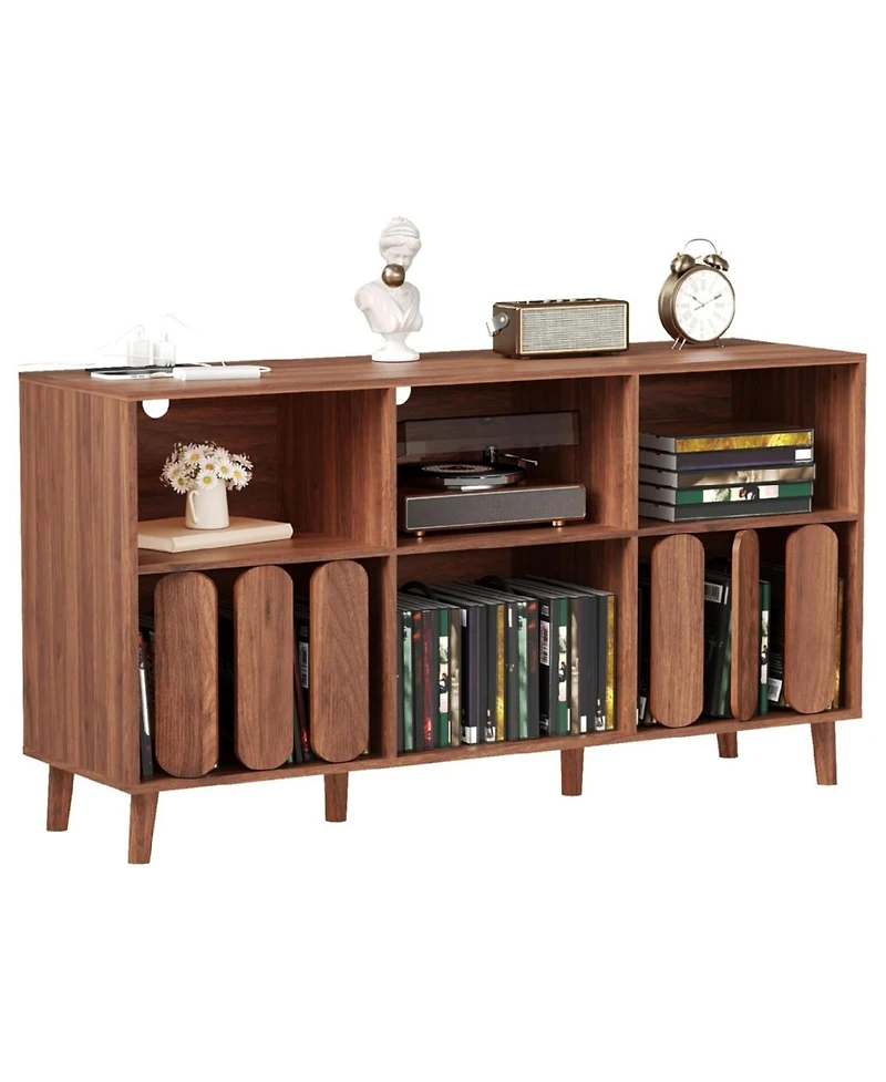 Gaomon Record Player Stand with Charging Station and Vinyl Storage