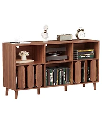 Gaomon Record Player Stand with Charging Station and Vinyl Storage