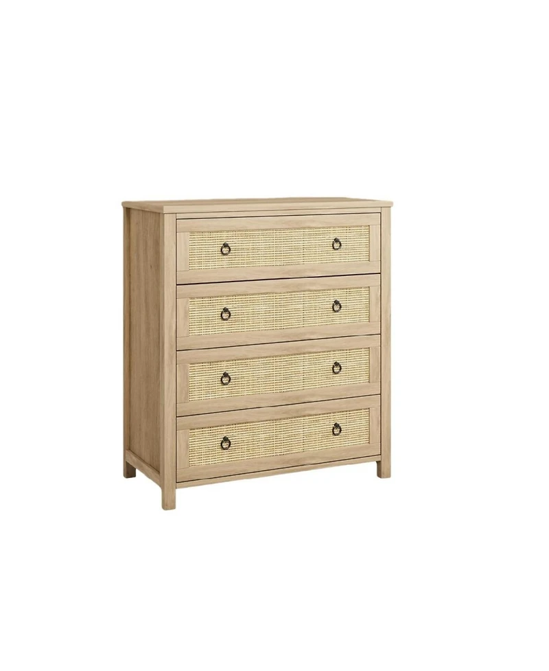Gaomon Rattan 4 Drawer Bedroom Dresser Freestanding Storage Cabinet
