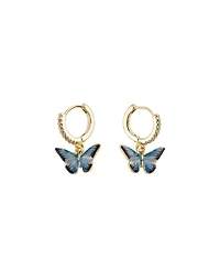 Fable England Enamel Butterfly Huggie Earrings