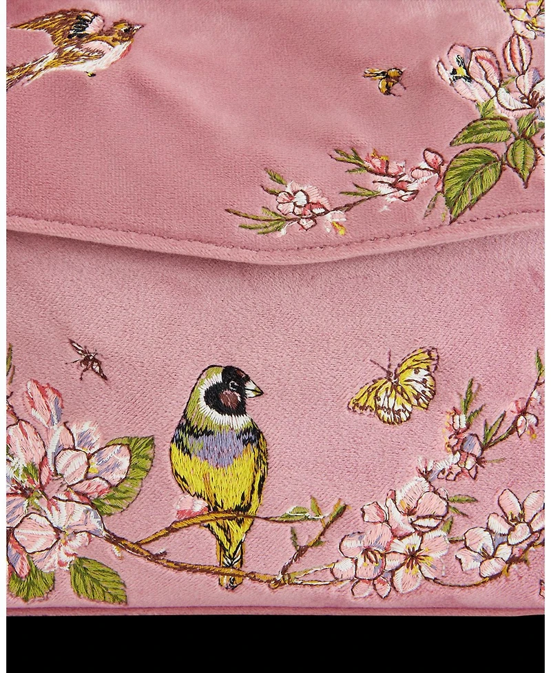 Fable England Song Bird Embroidered Mini Pink Tote