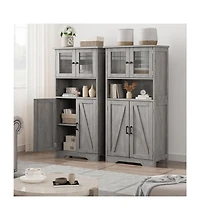 gaomon Tall Bathroom Storage Cabinet with 4 Doors and Adjustable Shelves