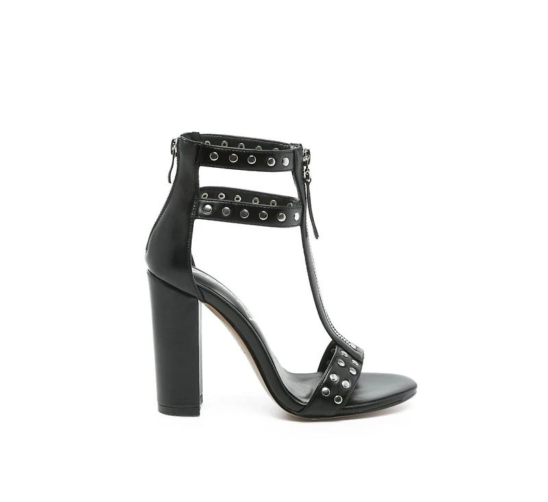 London Rag Womens Maggie Studded Block Heeled Sandals