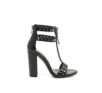 London Rag Womens Maggie Studded Block Heeled Sandals