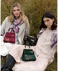 Fable England Women's Fox and Mushroom Embroidered Satin Tote