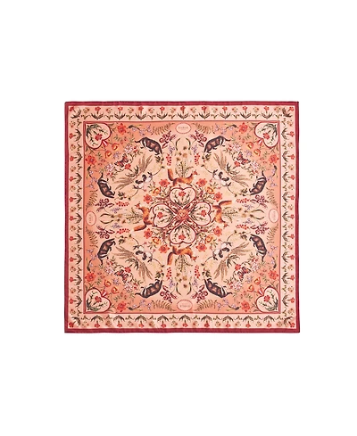Fable England Women's Folksy Fox Tales Peach Square Scarf