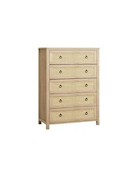 gaomon Rattan Bedroom Dresser with 5 Drawers Clothes Storage Cabinet