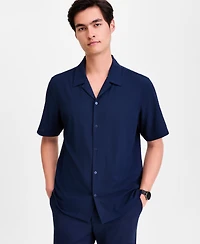 Alfani Men's Short-Sleeve Paperweight Solid Shirt, Macy's Exclusive