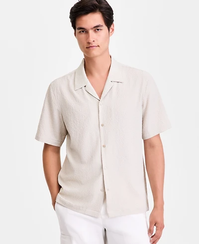 Alfani Men's Short-Sleeve Paperweight Solid Shirt, Macy's Exclusive