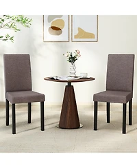 Gymax Dining Chair Set of 4 Fabric Upholstered Rubber Wood Legs Side Armless