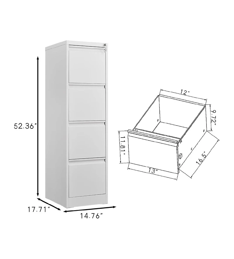 gaomon Vertical Steel Filing Cabinet with 4 Locking Drawers
