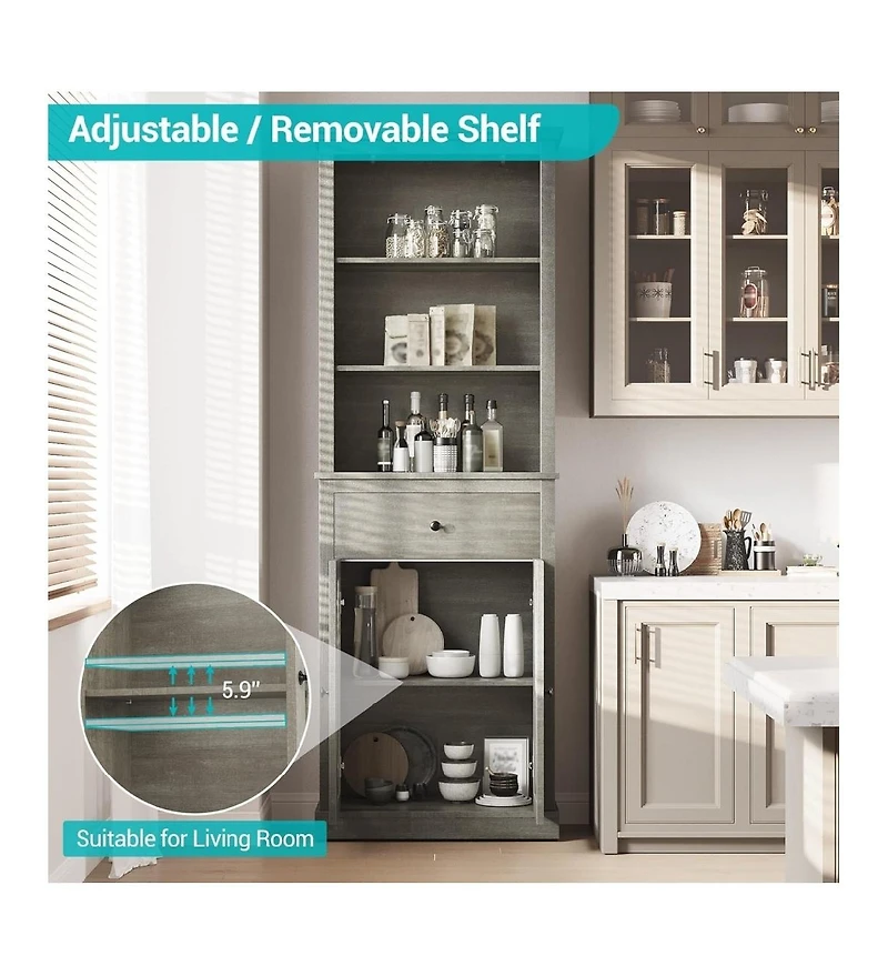 gaomon Farmhouse Tall Bathroom Storage Cabinet with Adjustable Shelves