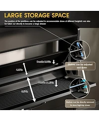 Yigii Shoe Storage Cabinet 2 Flip Louvered Doors Freestanding Organizer Metal Entryway Narrow Rack Large Capacity