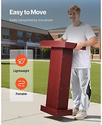 Sugift Podium Stand, 41" Wooden Lectern, Laptop Desk with Storage Shelf, Elegant