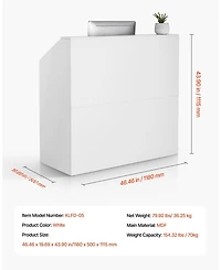 Sugift Reception Desk, 46 Inch Rectangular Front Counter Table for Office and Retail Use