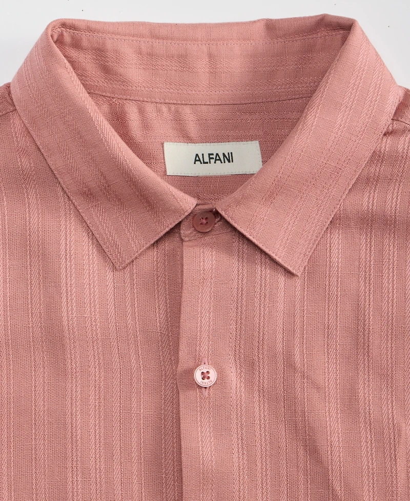 Alfani Men's Long-Sleeve Linen-Blend Stripe Dobby Shirt, Macy's Exclusive