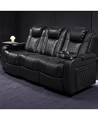Streamdale Furniture 86.6" Power Recliner 3 Pc: Top-Grain Nappa, Adjustable, Smart Charging, Rgb Led