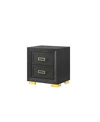Simplie Fun Modern Glam 2-Drawer Nightstand Black Gold
