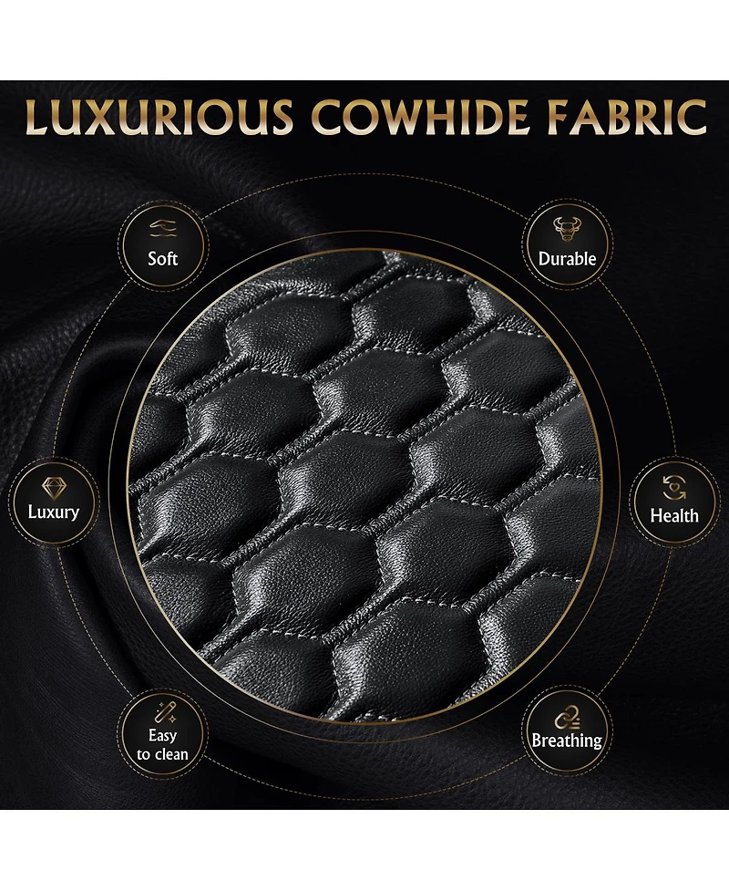 Streamdale Furniture 86.6" Power Recliner 3 Pc: Top-Grain Nappa, Adjustable, Smart Charging, Rgb Led