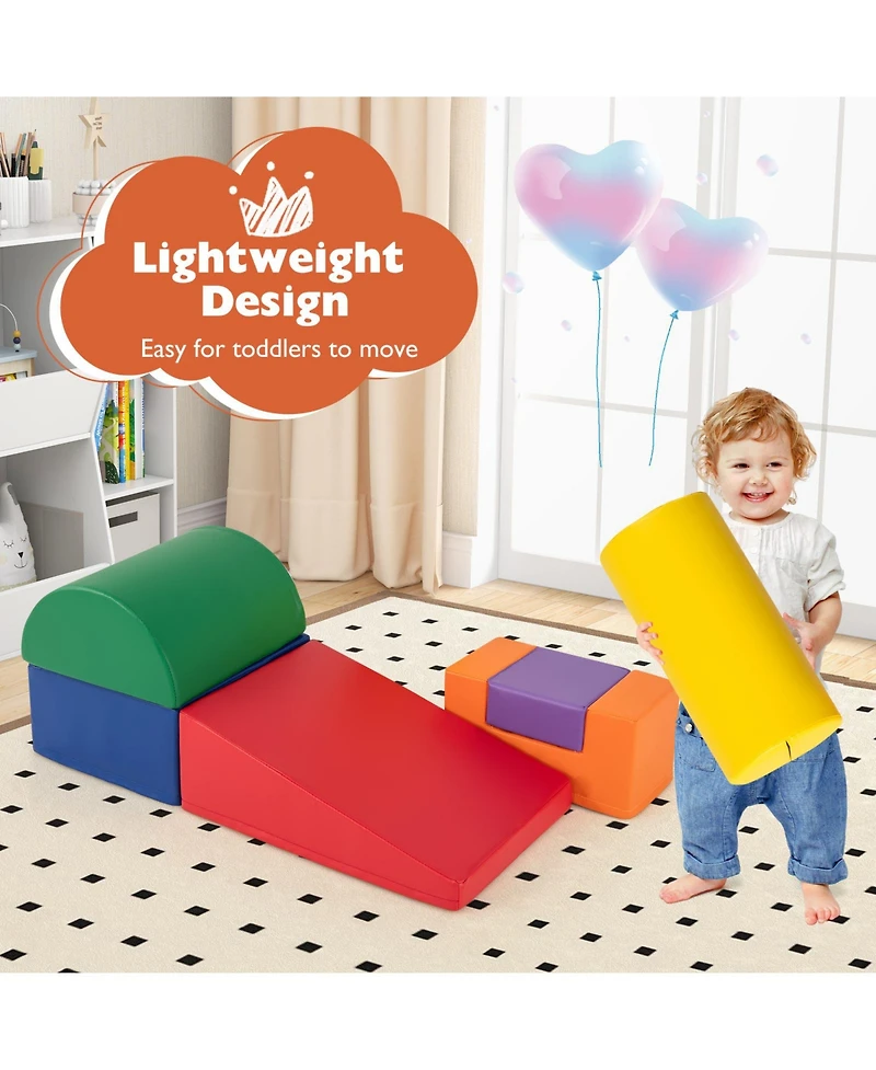 Mecale 6-Piece Foam Climbing Blocks Indoor Climb & Crawl Set, Rectangle Shapes